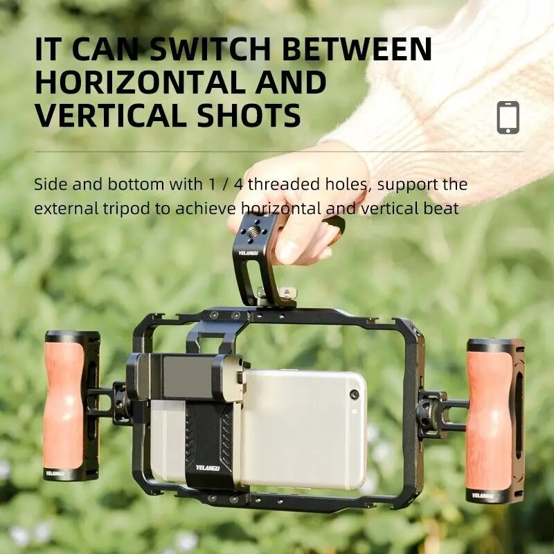 

LW-B01 Vlog Live Broadcast Video Rig Kit w Cage Top Handle Side Grip for Smartphone