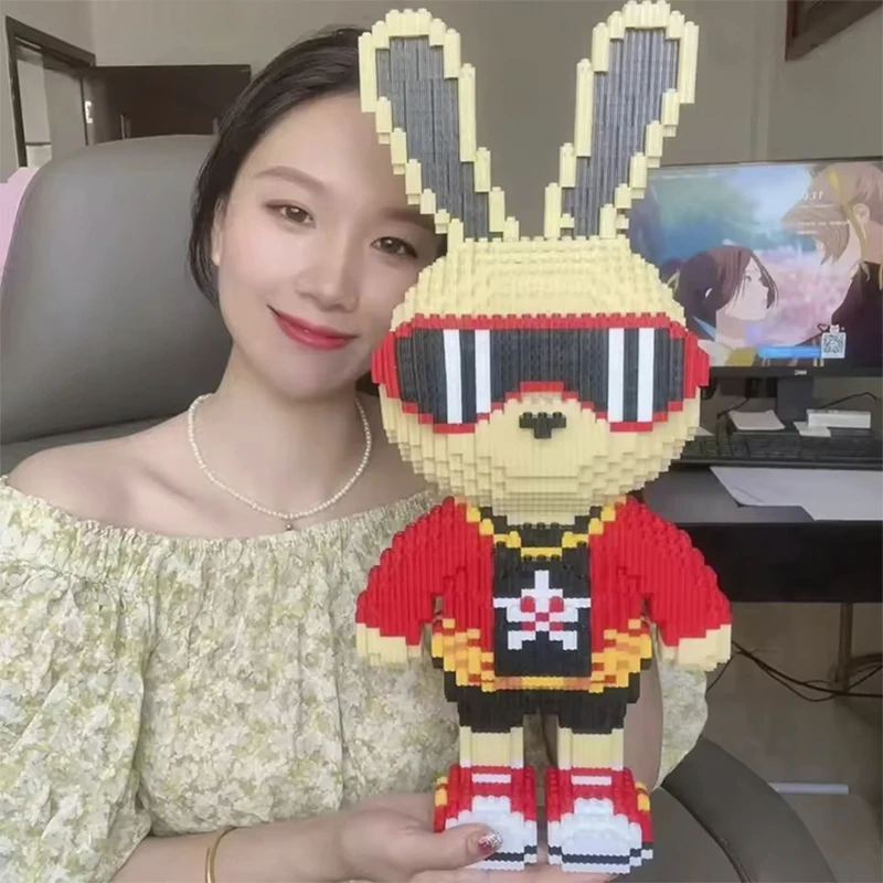 3D 사탕 토끼 다채롭고 귀여운 토끼 빌딩 블록 성인 높은 난이도 조립 어린이 교육 장난감 생일 선물