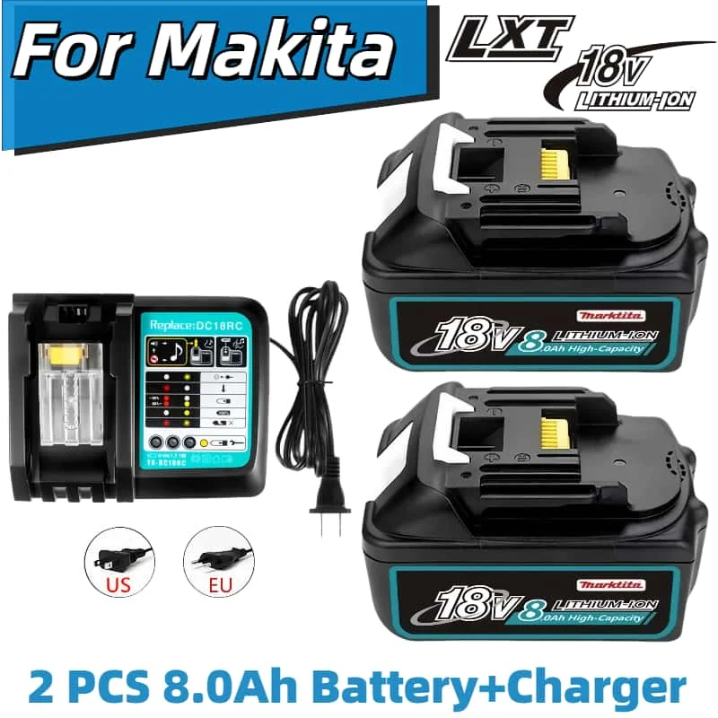 

100% New original18v for Makita battery and charger BL1860 BL1850B BL1850 BL1840 BL1830 replaced for Makita 18650 18v power tool