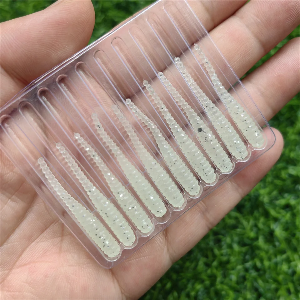 MUKUN Neuer Weichköder 10 Stück Silikonköder 35mm 0,3g Gerader Schwanz Pin Swimbait Wobbler Wurm für Bass Karpfen Rockfishing Angelzubehör – Detail 10
