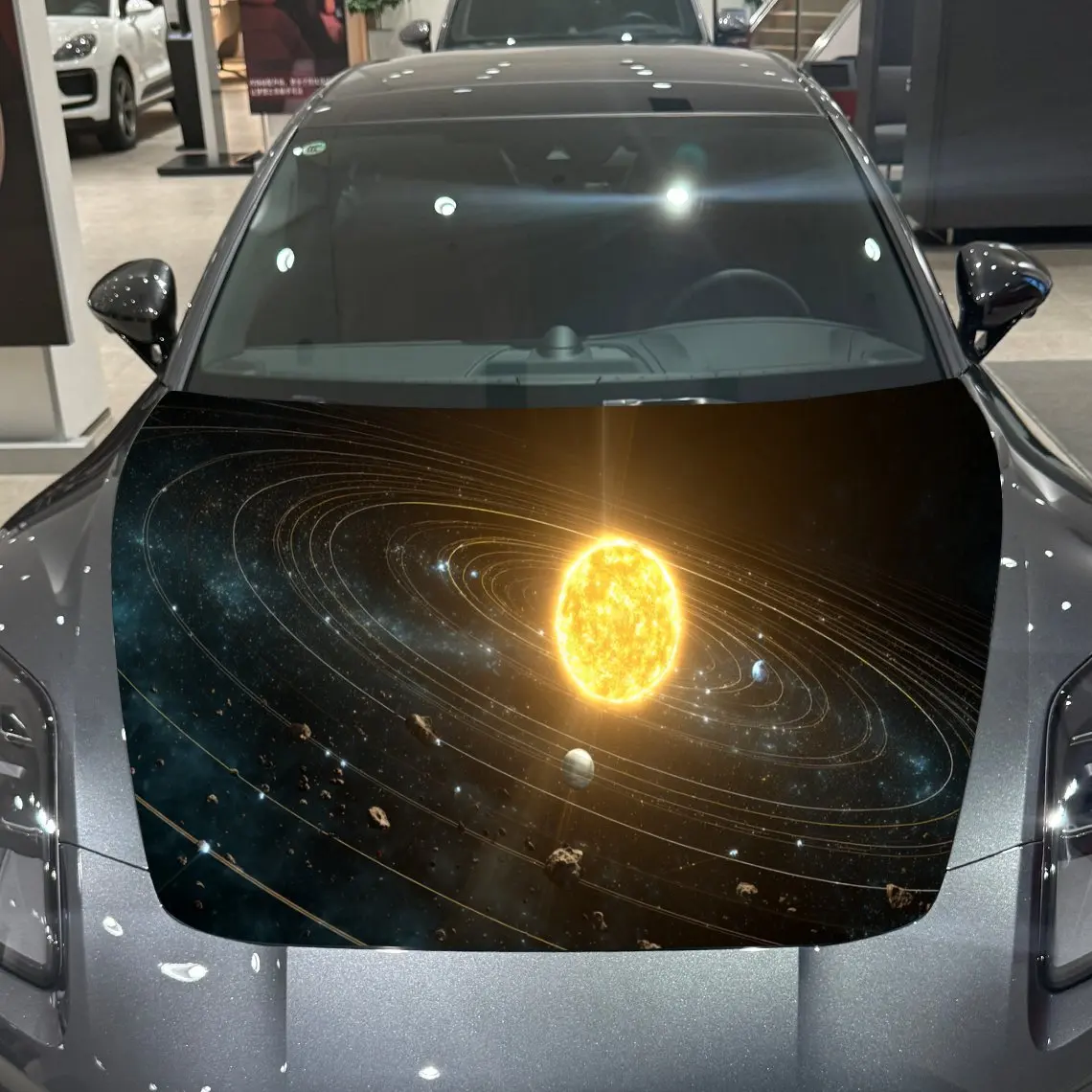 

Solar System Cosmic Aesthetic Exploration PVC Car Hood Wraps, Self-Adhesive Waterproof Car Bonnet Decal Sticker, Car Decoration