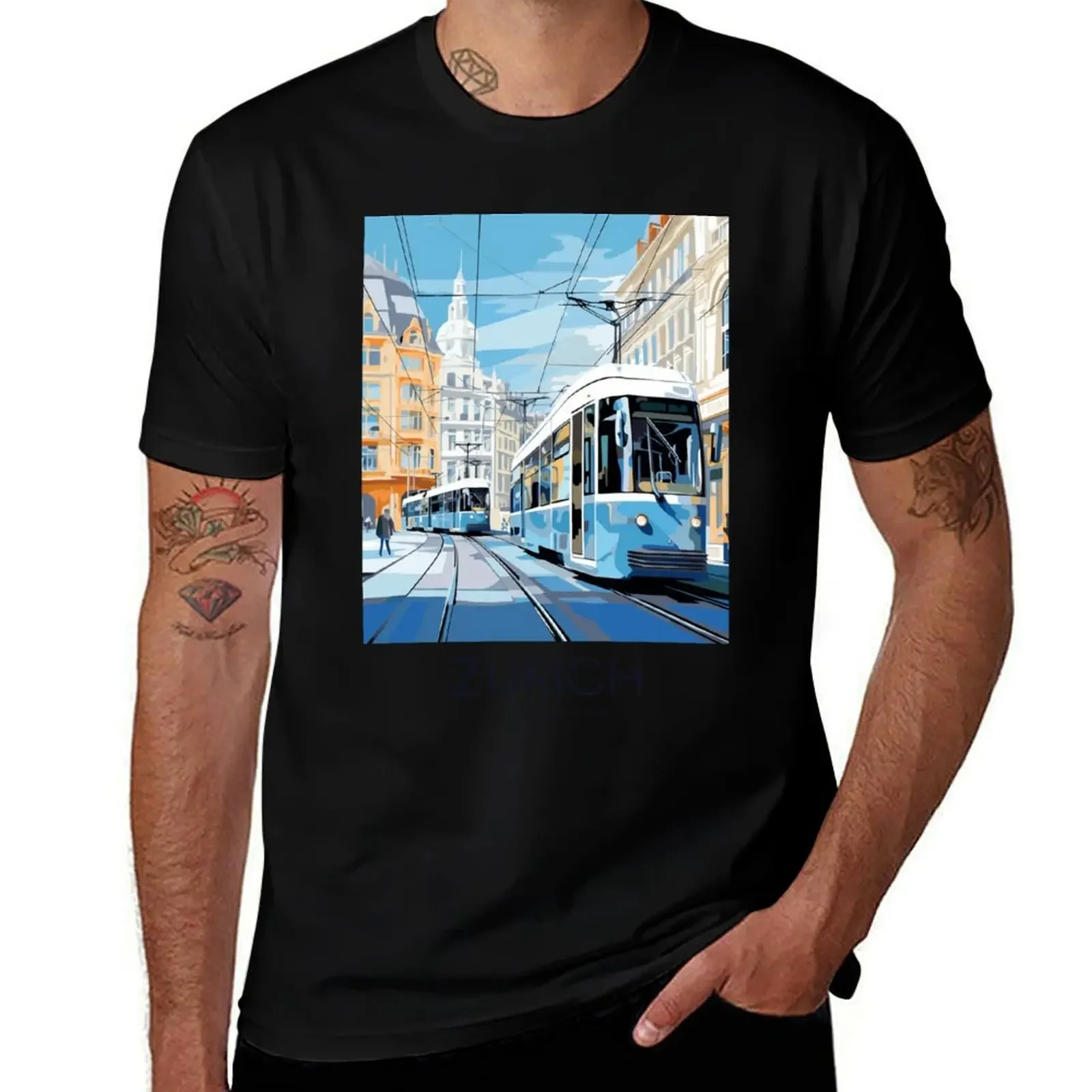A Pop Art Travel Print of Zurich - Switzerland T-Shirt Louboutins plus sizes kawaii clothes topping mens designer t shirt