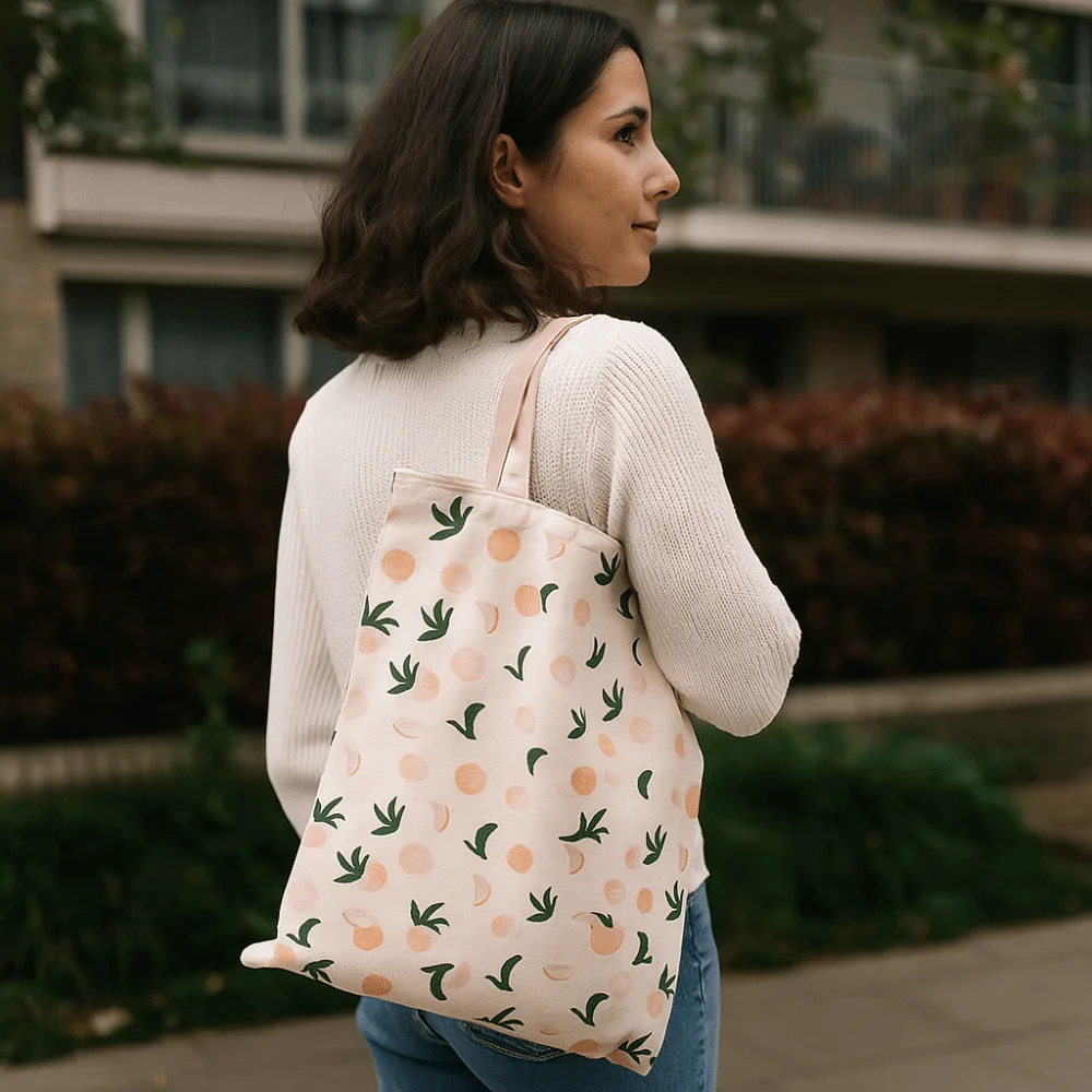 Portable Eco-friendly Canvas Cloth Bags Lightweight Exquisite Double-sided Bags Folding Reusable Cotton Linen Totes Female Use