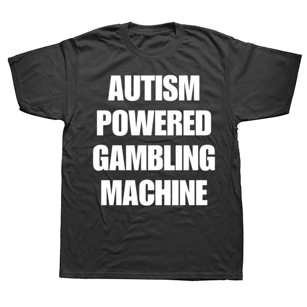 مضحك التوحد بالطاقة آلة القمار الجرافيك تي شيرت الرجال الموضة عادية التي شيرت 100% القطن فضفاض المتضخم تي شيرت الصيف