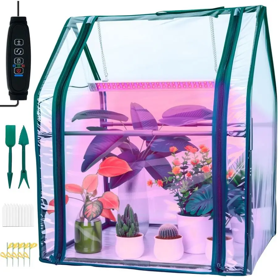 

Теплица с фитолампой, мини-теплица для дома, 15-ваттная лампа полного спектра для растений с таймером для лотка для рассады, для использования в помещении и на улице