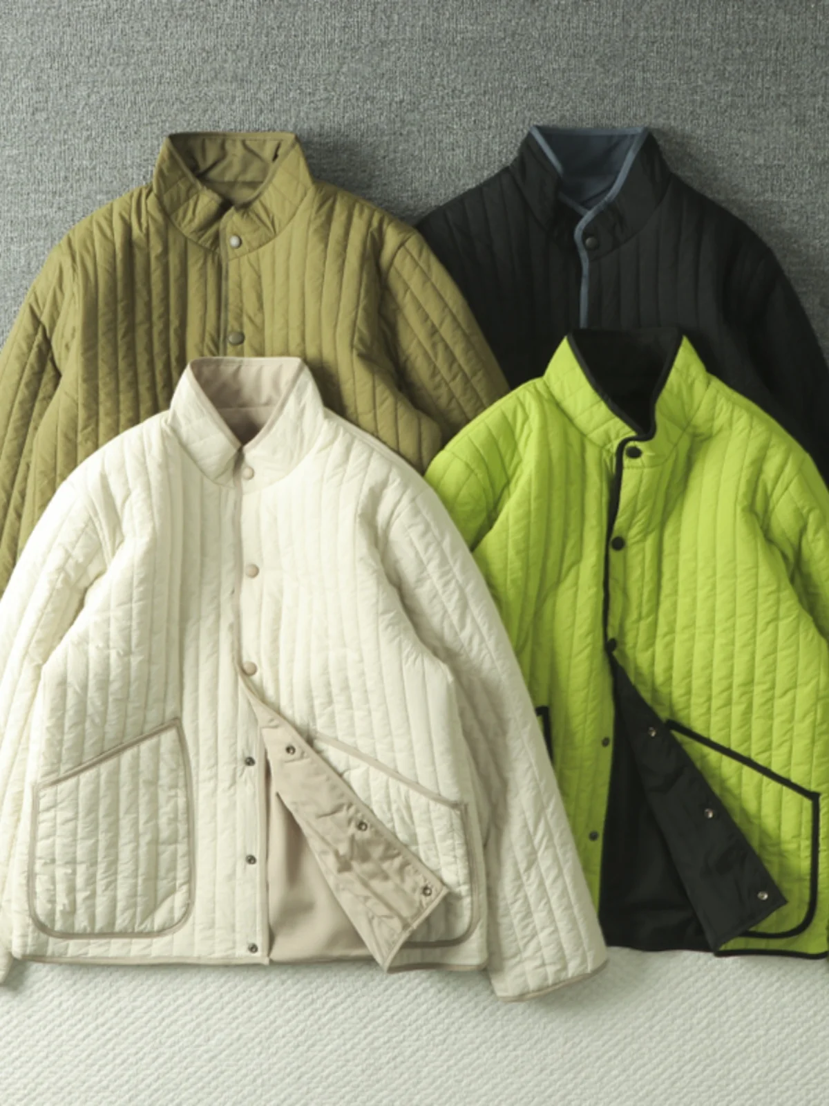 

Double-Sided Wear Lightweight Warm Cotton Jaet for Men And Women Faionable Urban Sle Stand Collar Regular Length
