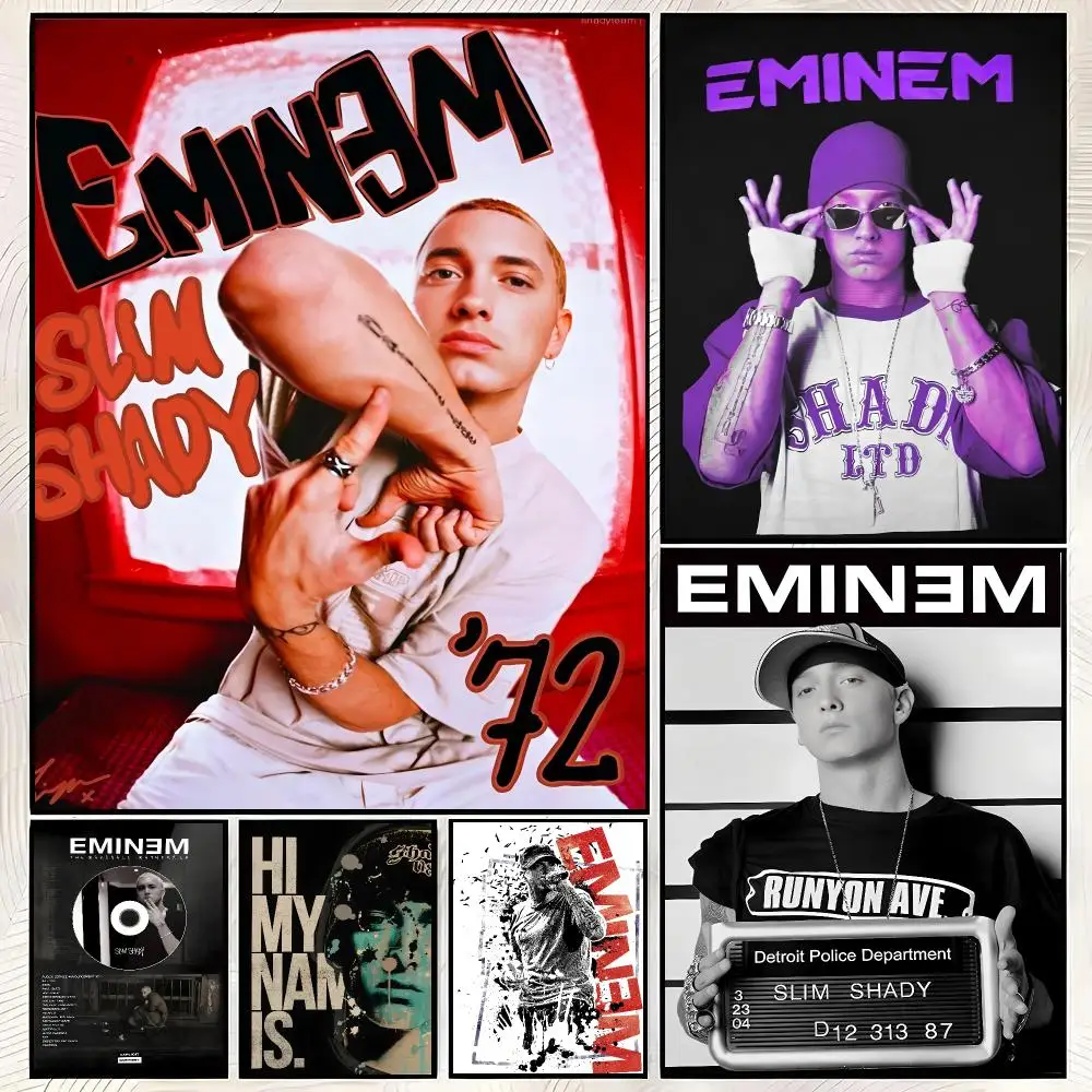 Rapper E-Eminem Album Cover Poster Vintage PP Paper Wall Art Home Decor Print for Bedroom Living Room Aesthetic Gift