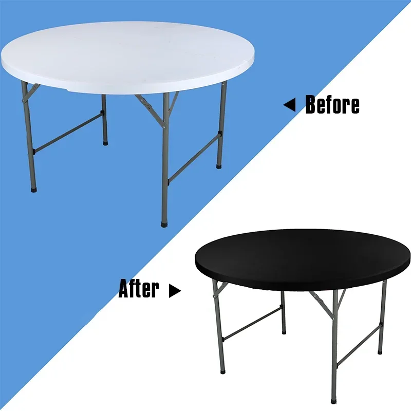 مفرش طاولة مستدير للنزهات لحفلات الزفاف بلون سادة أغطية طاولات مرنة مناسبة للتخييم في الهواء الطلق وحفلات الزفاف وطاولات الطعام #4