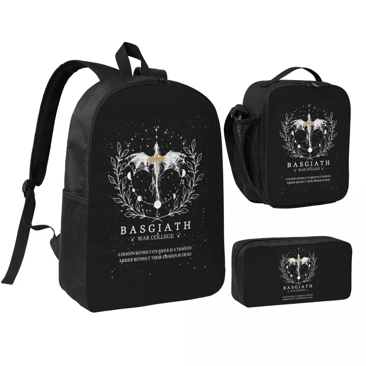 

Fourth Wing Basgiath War College Backpack Student BookBag School Bag Computer Shoulder Bags 3ps Insulated Lunch Bag Pencil Case
