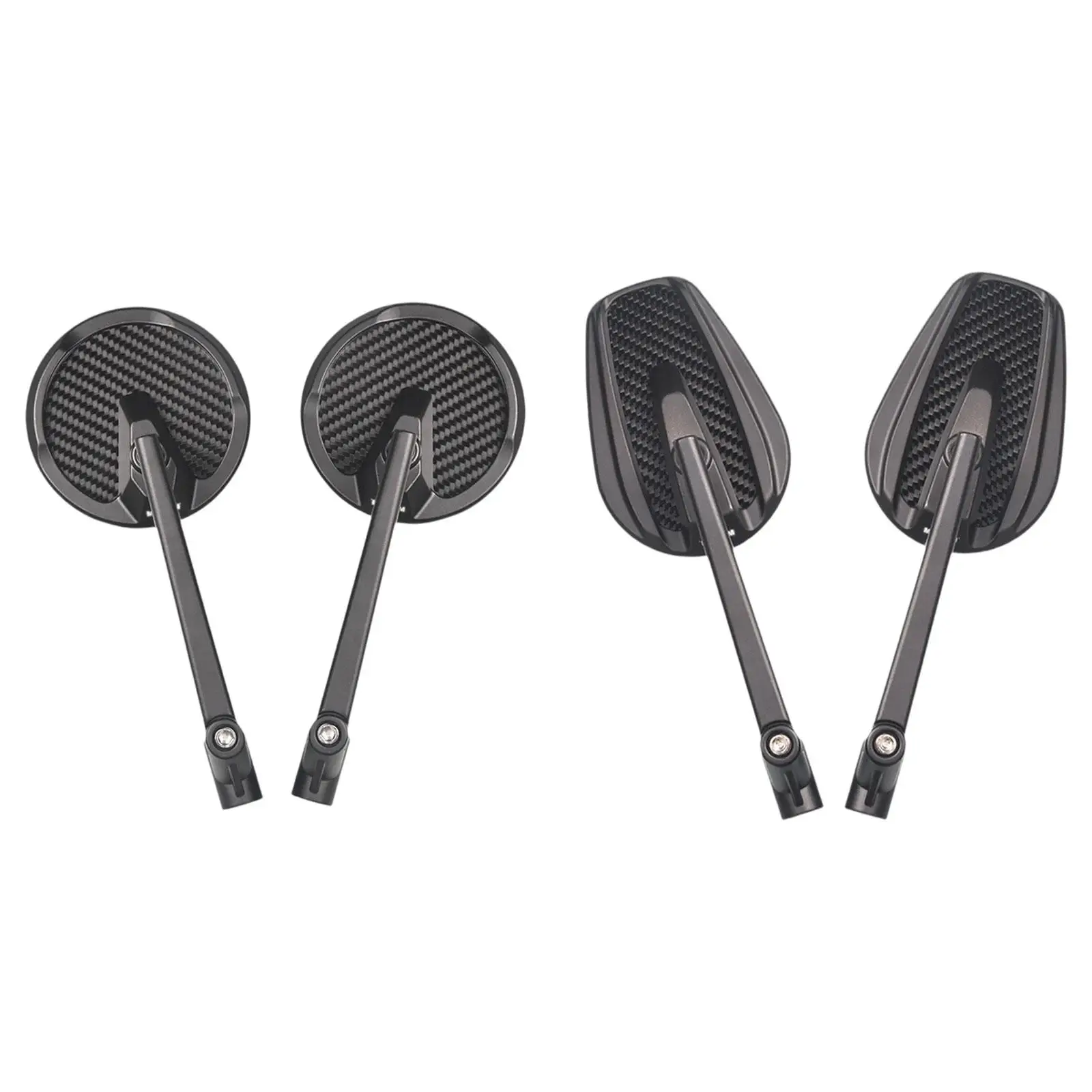 Rearview Mirrors Fits M8 M10 Screws Carbon Fiber Mirrors 1 Pair Modification Accessories Stylish Left and Right for Scooter