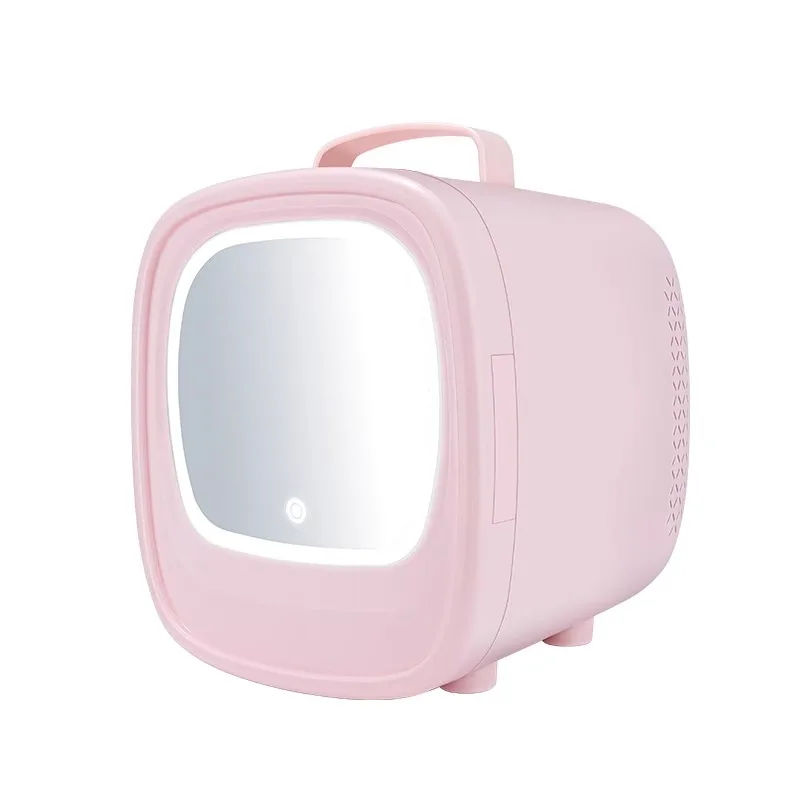 Réfrigérateur de voiture avec lumière, mini réfrigérateur de beauté, miroir de maquillage, masque facial domestique, réfrigérateur frais, 6L