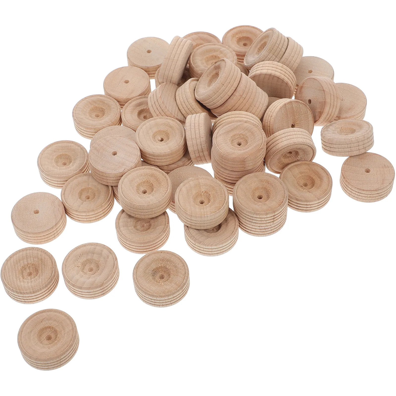 

50Pcs Wooden Small Wheels Smooth Round Craft Parts for DIY Kids Learning Projects Handmade Car Truck Vehicle Accessories