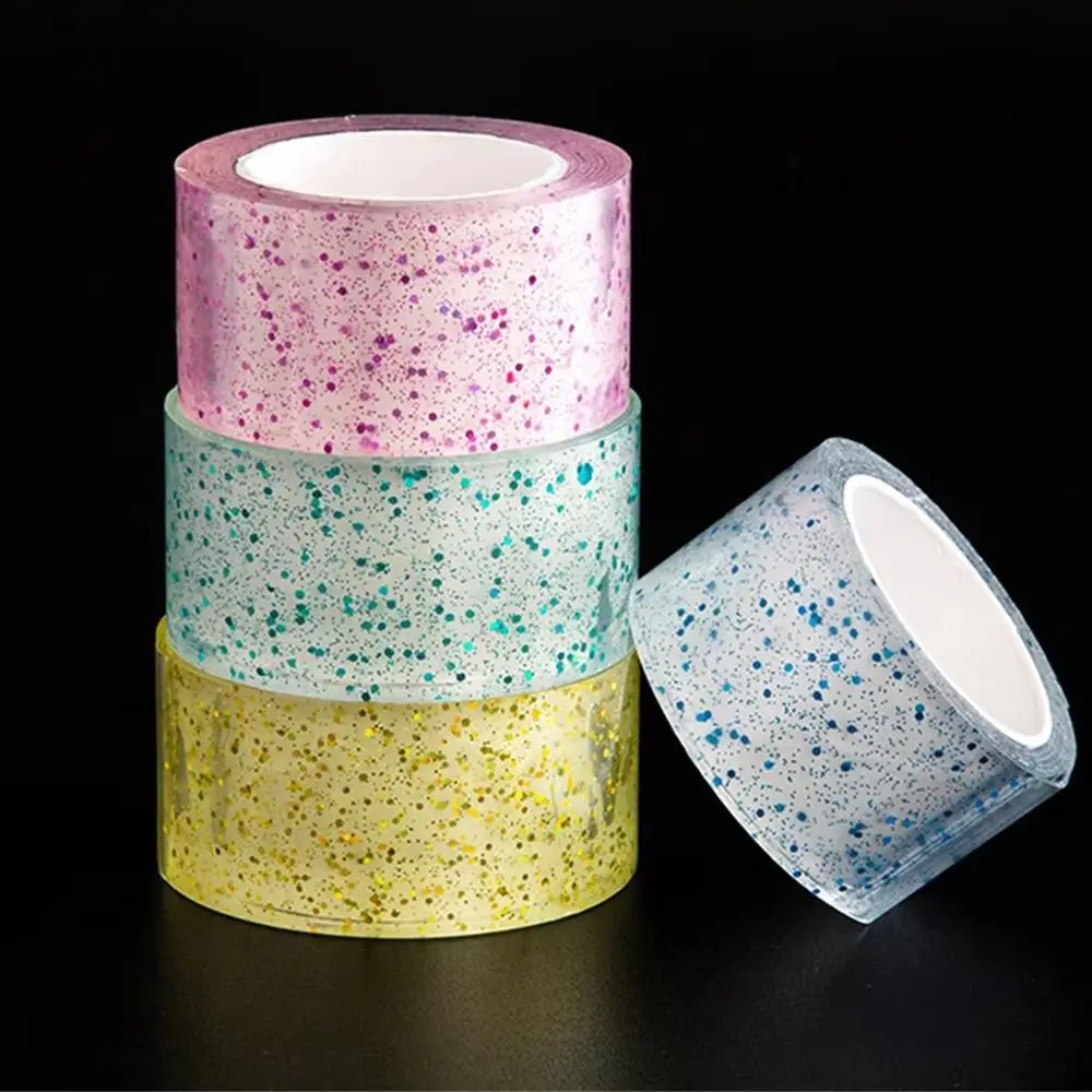 Colorful Glitter Adhesive Blowable Bubble Tapes DIY Craft Pinch Toy Making High Sticky Nano Tape Transparent Tapes