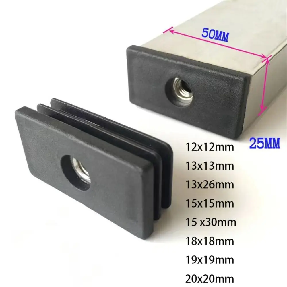Square Pipe Plugs Fashion Balance Wihtout M6 Hole Blanking End Caps Adjustable Plastic Wheel Accessories Home image 4