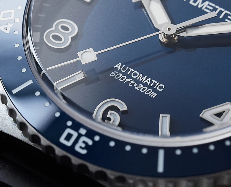 SCMTLUMETTE A061 Klassische 1969 Hommage-Uhr Automatik Taucheruhr für Herren 200M Keramik-Lünette Leuchtend im Dunkeln Outdoor Abenteuer Sport Gummiarmband – Detail 7