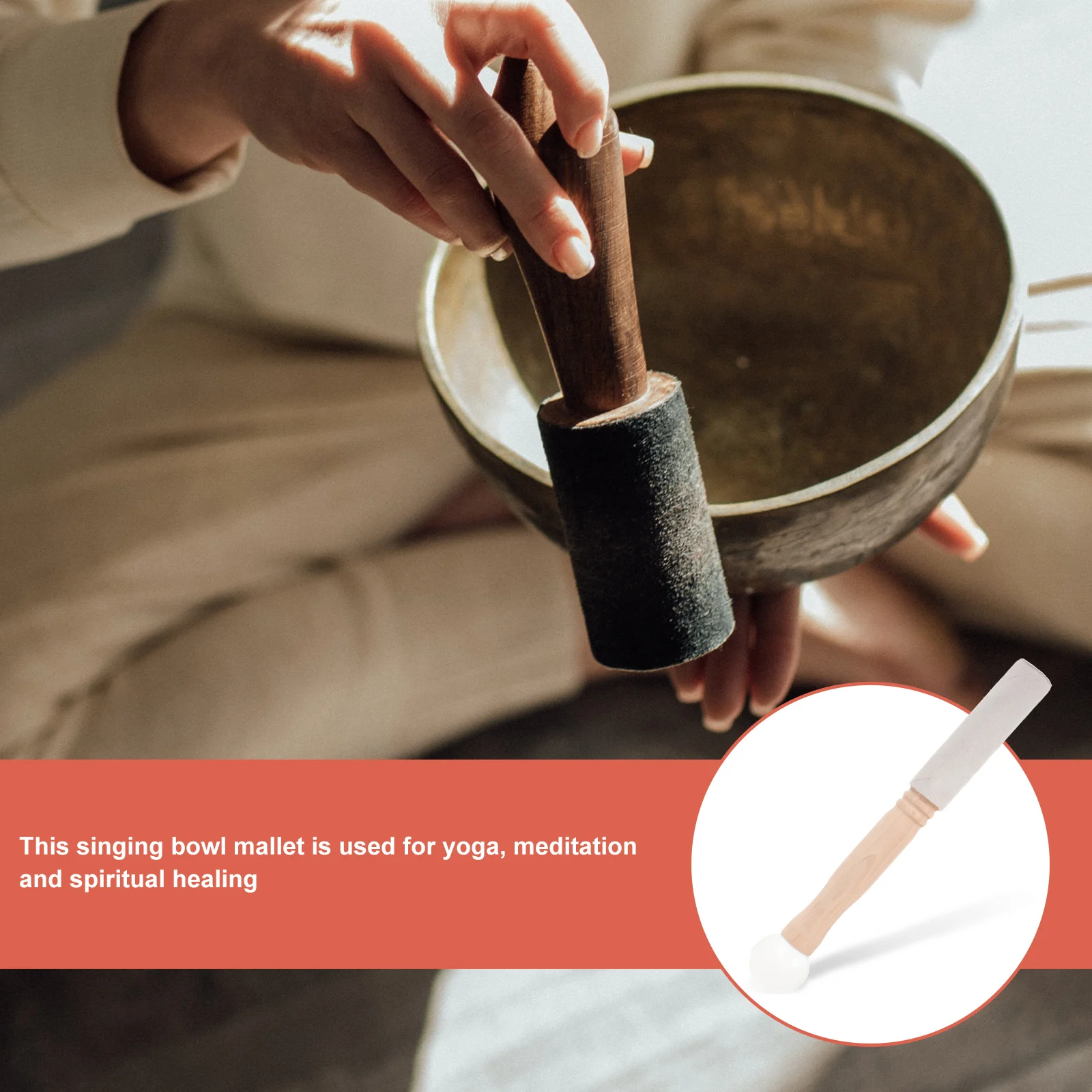 

Tibetan Singing Mallet Wooden Stick For Sound Chanting Meditation Durable Smooth Lightweight Accessory Striker