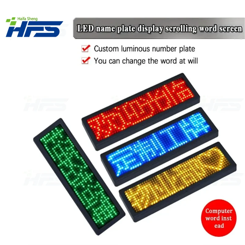 

LED Digital Badge Rechargeable DIY DIY Programmable Rolling Message Name Badge 15 Languages ​​Module