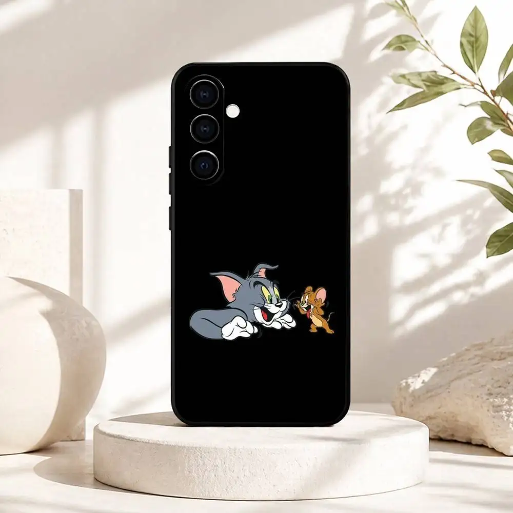 C-Cute cartoons TomS and JerryS Phone Case For Samsung Galaxy A73,A72,A71,A70,A53,A52,A51,Soft Silicone Black Cover view 2