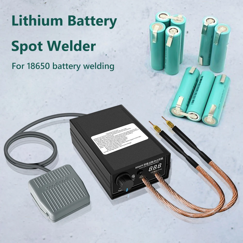 8000W Dual Pulse Spot Welding Machine 18650 Li-Battery Cellphone Battery 0.1-0.3mm Nickel Sheet DIY Welding Digital Spot Welder