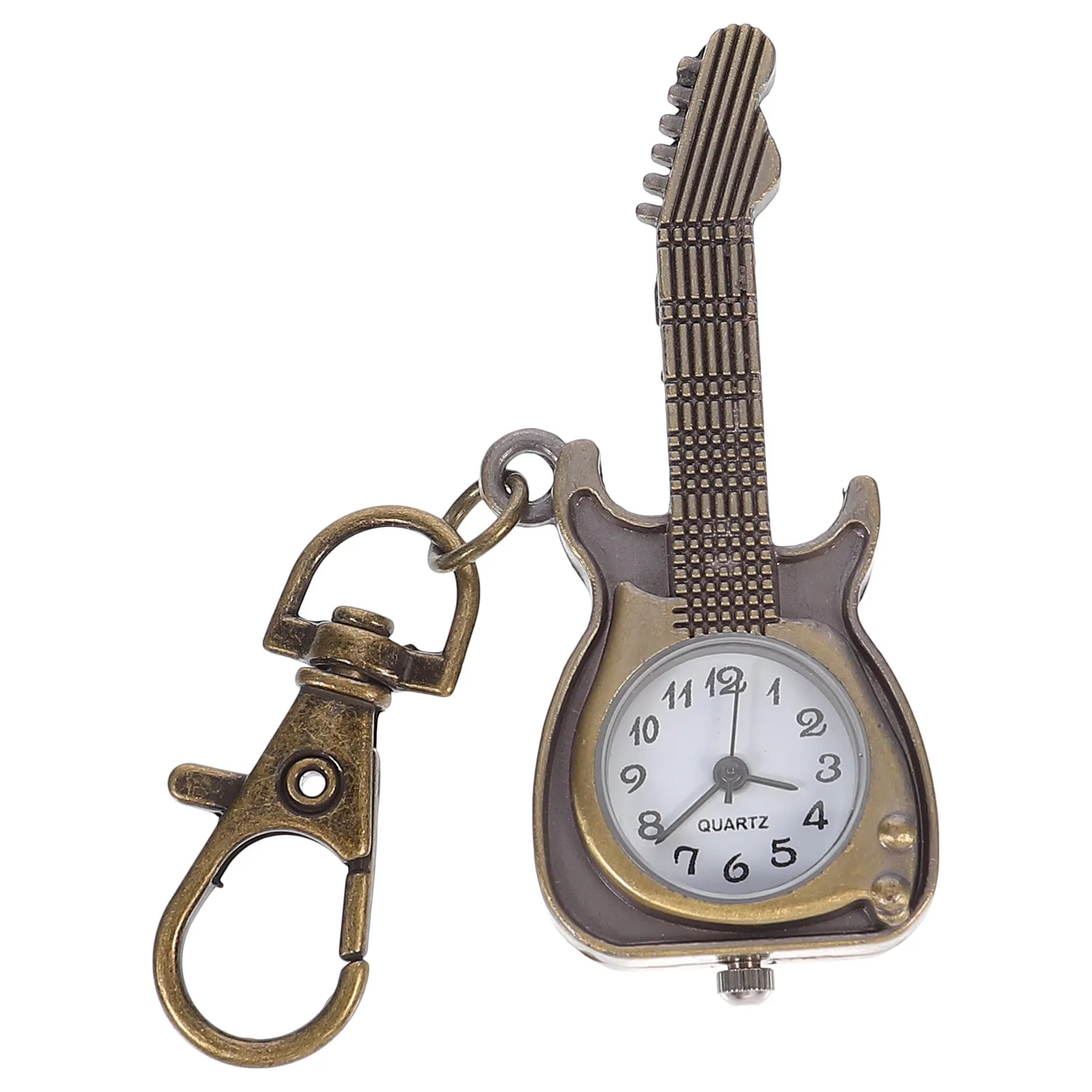 Retro Quartz Guitar Pocket Watch Keychain – Vintage Dustproof Pendant with Stylish Hanging Design