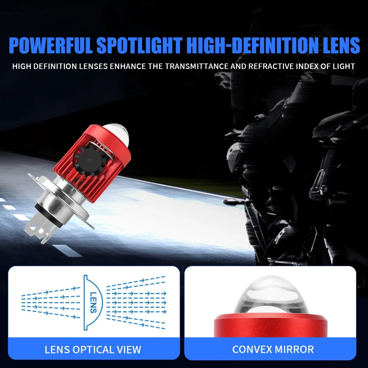 TCYATO  H4/H6 12V LED Motorcycle Headlight Bulb Moto Spotlights CSP Lens White Yellow Hi Lo Lamp Scooter Accessories Fog Lights