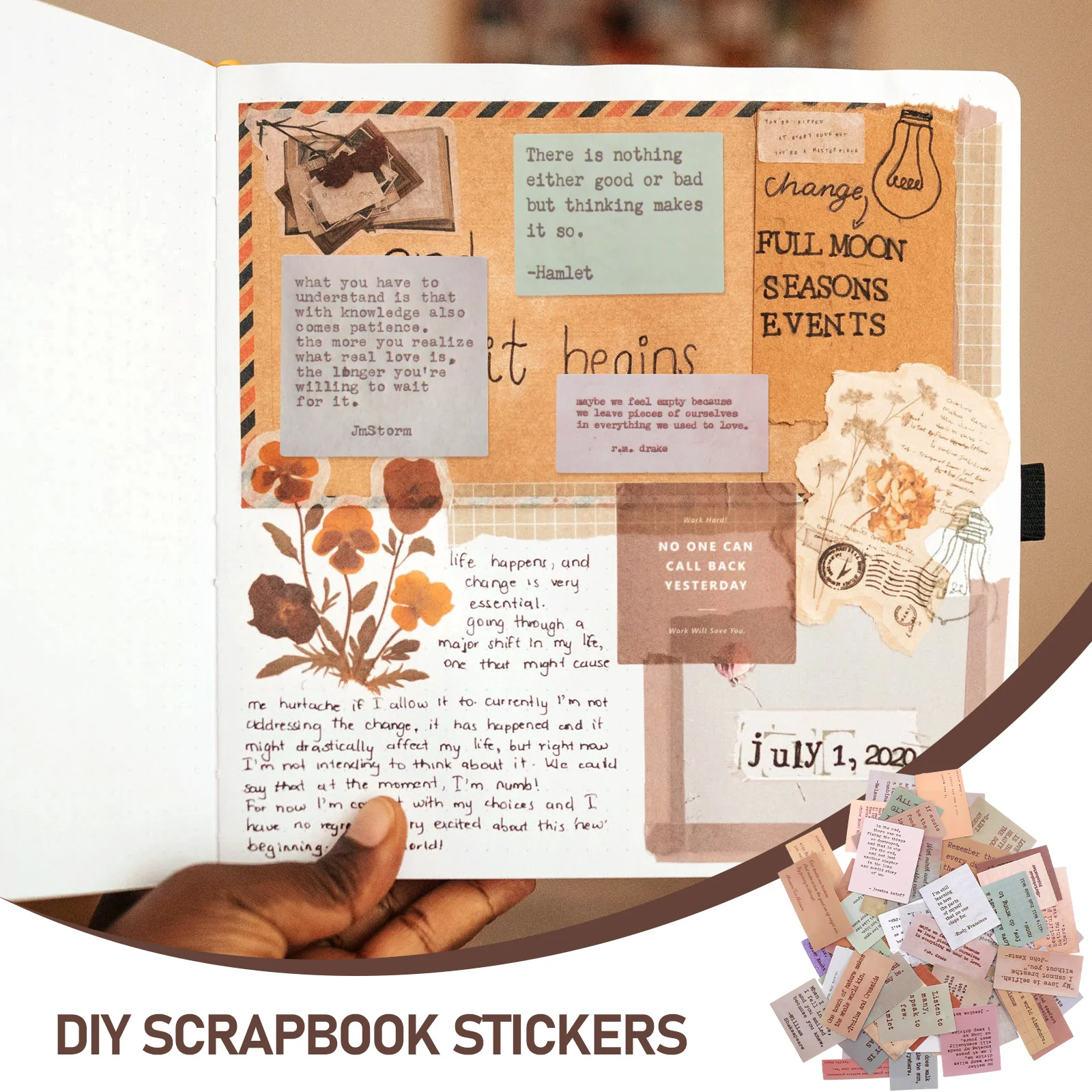 

120pcs Scrapbook Stickers Inspirational Quotes Self-Adhesive Planner Sticker Journal Decoration Diy Crafts Waterproof
