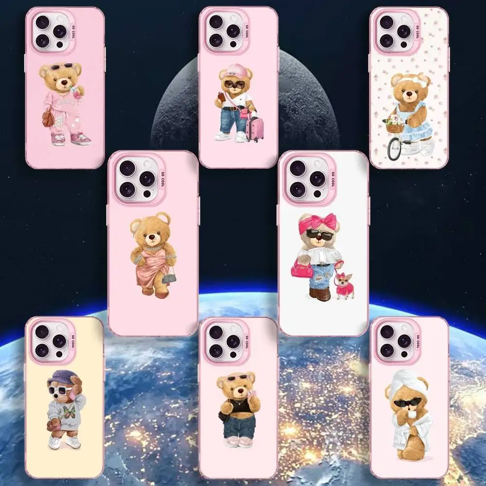 

Outfit Bear Phone Case For iPhone 16,15,14,13,12,11,Mini,Pro,MAX Pink Matte Shockproof Cover