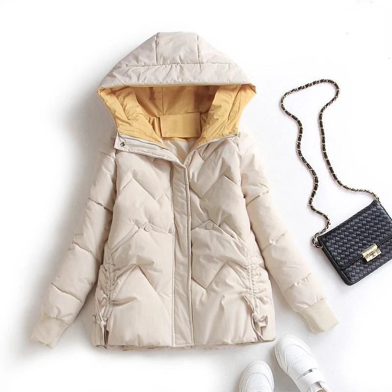 Women's Winter Cotton Padded Jacket 2024 New Thickened Cotton Coat Loose Casual  Hooded Jacket Solid Color Warm Coat Ladies