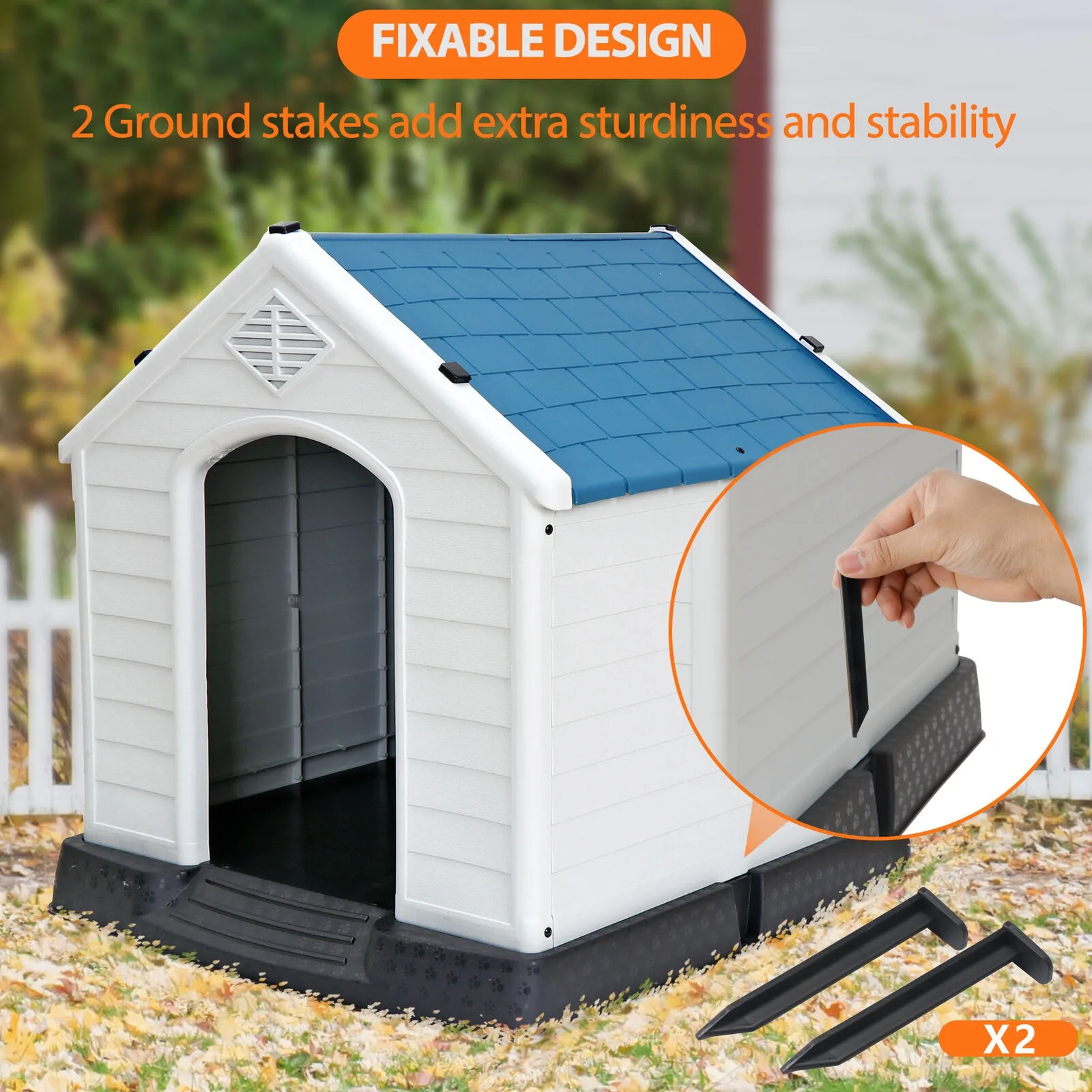 Large Dog House Indoor Outdoor w/Air Vents Durable Plastic Dog House Shelter United States