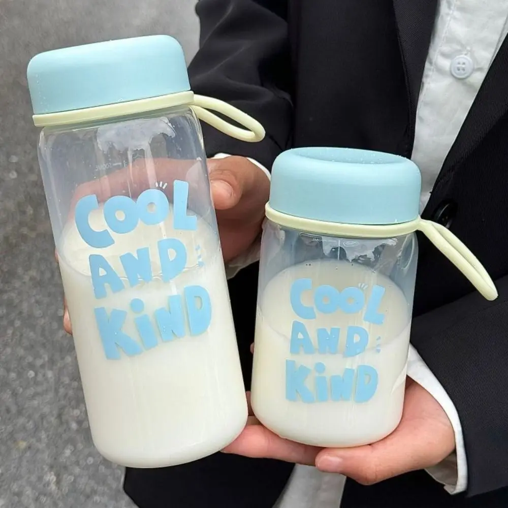 

400/600ml Transparent Plastic Cup Transparent Leakproof Milk Water Bottles Lifting Rope Fall Prevention Drinking Water Bottle