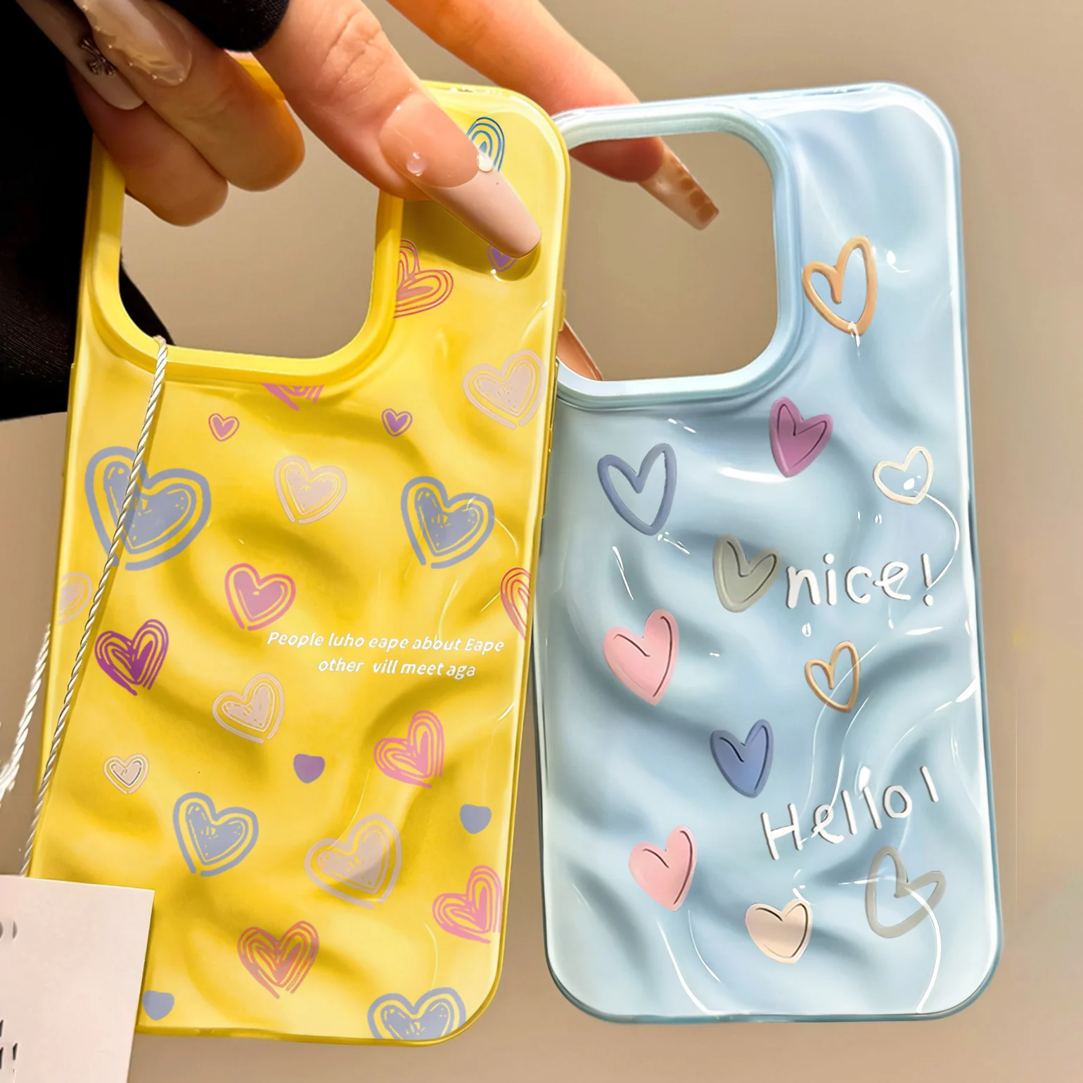 

Cute Cartoon Love Heart Candy Color Phone Case For iPhone 17 15 16 14 13 Pro Max 11 12 Pro X XR XS 7 8 Plus Shockproof IMD Funda