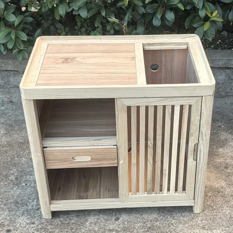 

Cz white embryo chinoiserie tea and water elm solid wood tea and water cabinet side cabinet bogu rack for home