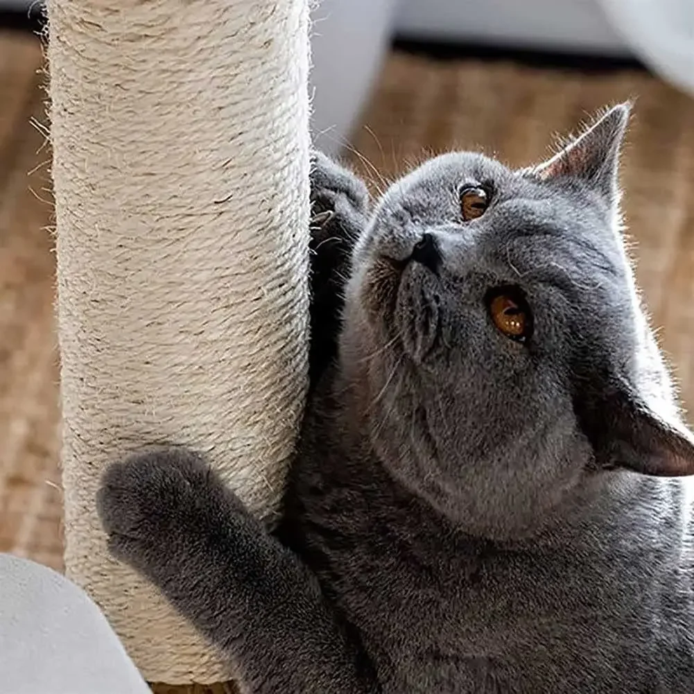 Árvore de gato multicamadas moderna de luxo com poste de sisal, estrutura de escalada de casa de gato de madeira tecida ratan para gatos