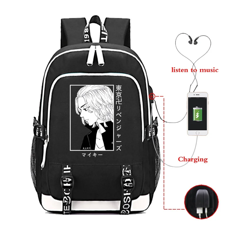 Heiße Japan Anime Tokio Revenger Manjiro Sano Rucksack Männer Mode USB Rucksack Teenager Studenten lässig Schule Rucksack Taschen