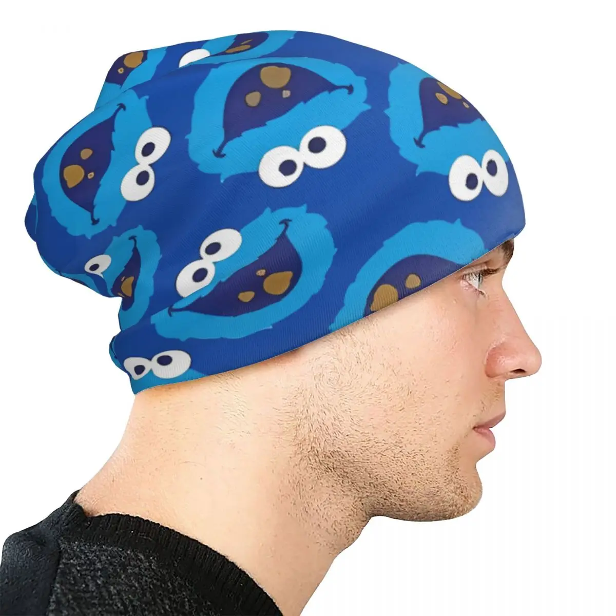 Czapka typu beanie z motywem Ulicy Sezamkowej, uroczy Ciasteczkowy Potwór, czapki typu skullies, czapki beanie, czapki z kreskówki Ulicy Sezamkowej, komedia, wiosenne czapki dwufunkcyjne