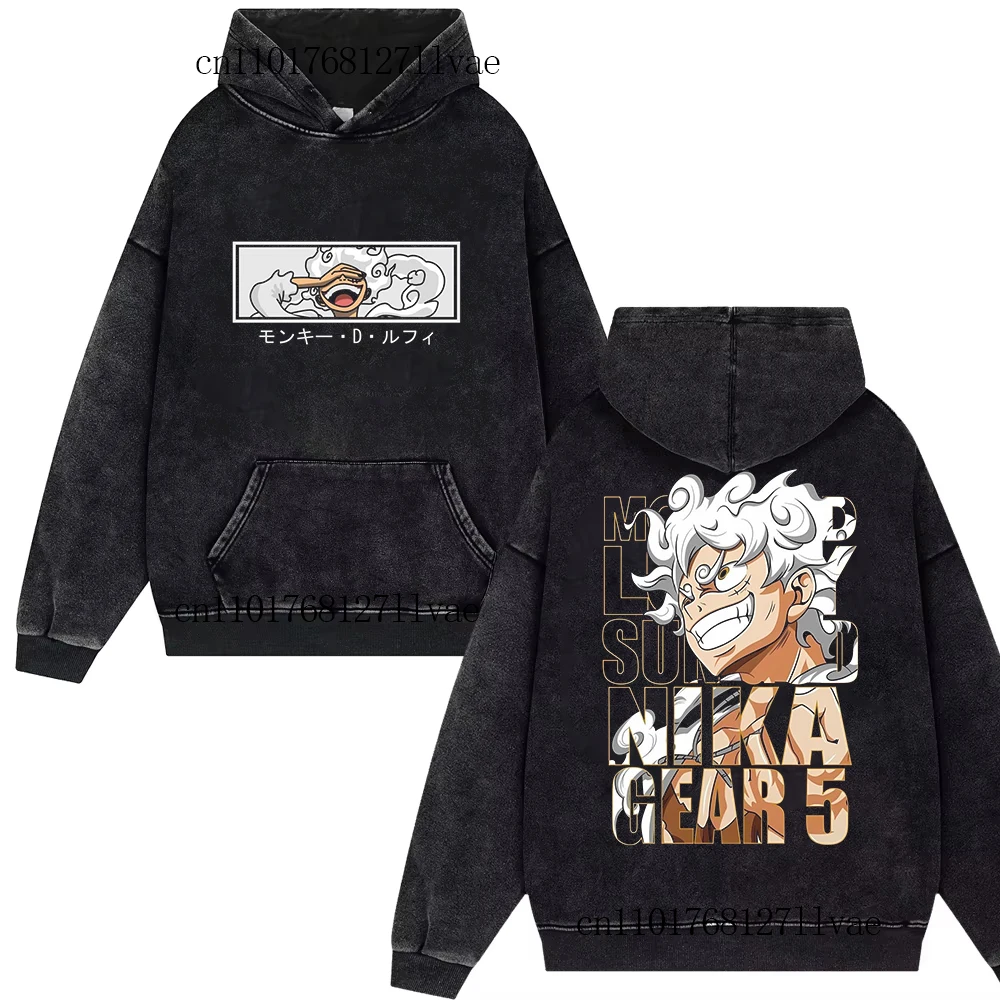 

Vintage One Piece Straw Hat Luffy Washed Hoodies Harajuku Streetwear Oversized Men Women Cotton Pullover Coat Y2k Tops Hip Hop