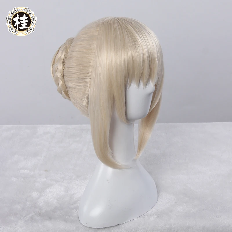 UWOWO Blake Saberr Cosplay Wig Anime Saber Alterr/Arturiaa Pendragon Alter Hair 35cm Gold Heat Resistant