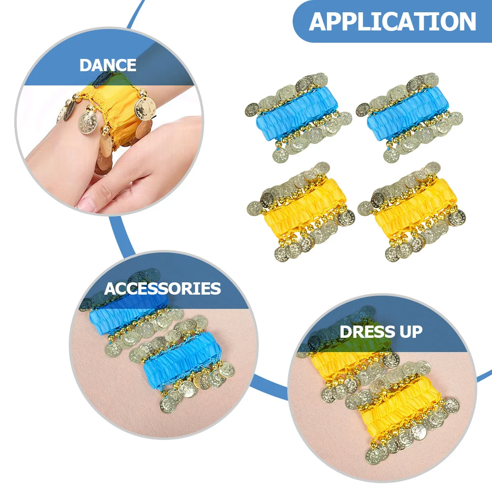 2 Paar Bauchtanz-Armband, Münze, Quaste, leicht, bequem, Bauchtanz-Armband, Zubehör für Tanzübungen