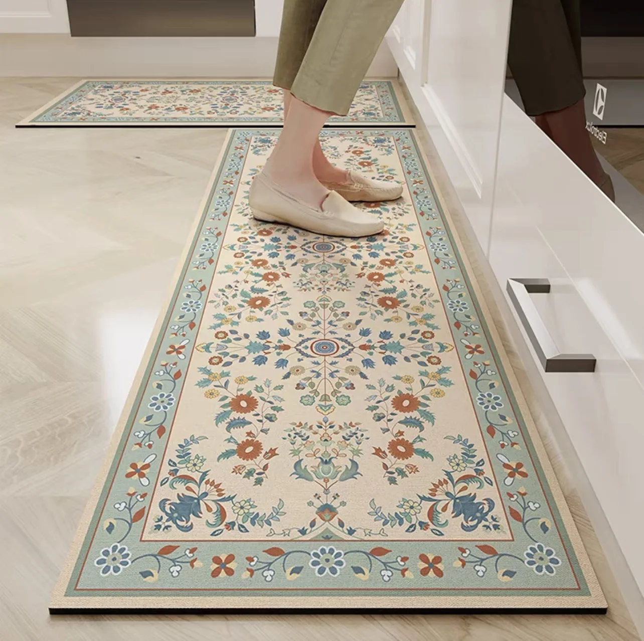 VIKAMA Waschraum, Küchenteppich, ölbeständige und wasserabsorbierende Fußmatte, Garderobe, schmutzabweisender und schmutzabweisender Teppich, Heimdekoration