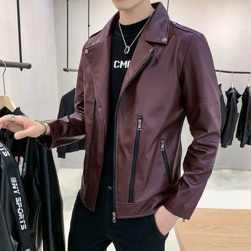 

Handsome Leather Jacket for Men Black Man Suits and Blazers Luxury Designer Single Models Original Simple Breasted Coats JJ1153