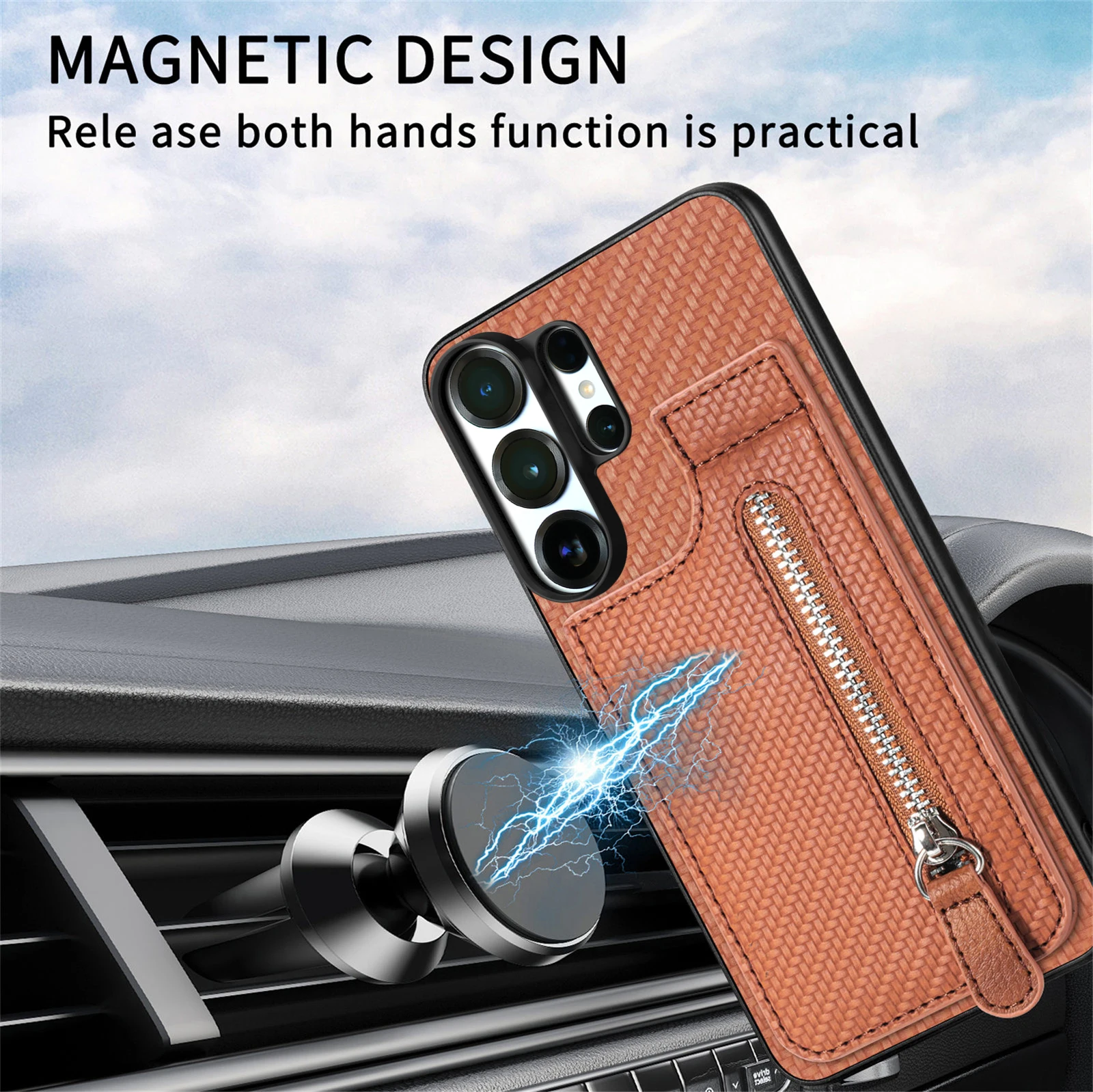 For Samsung Galaxy S26 Ultra S26 S25 S24 S23 Ultra Case Zipper Wallet Cards Solt Shockproof Protection Back Cover Accessories