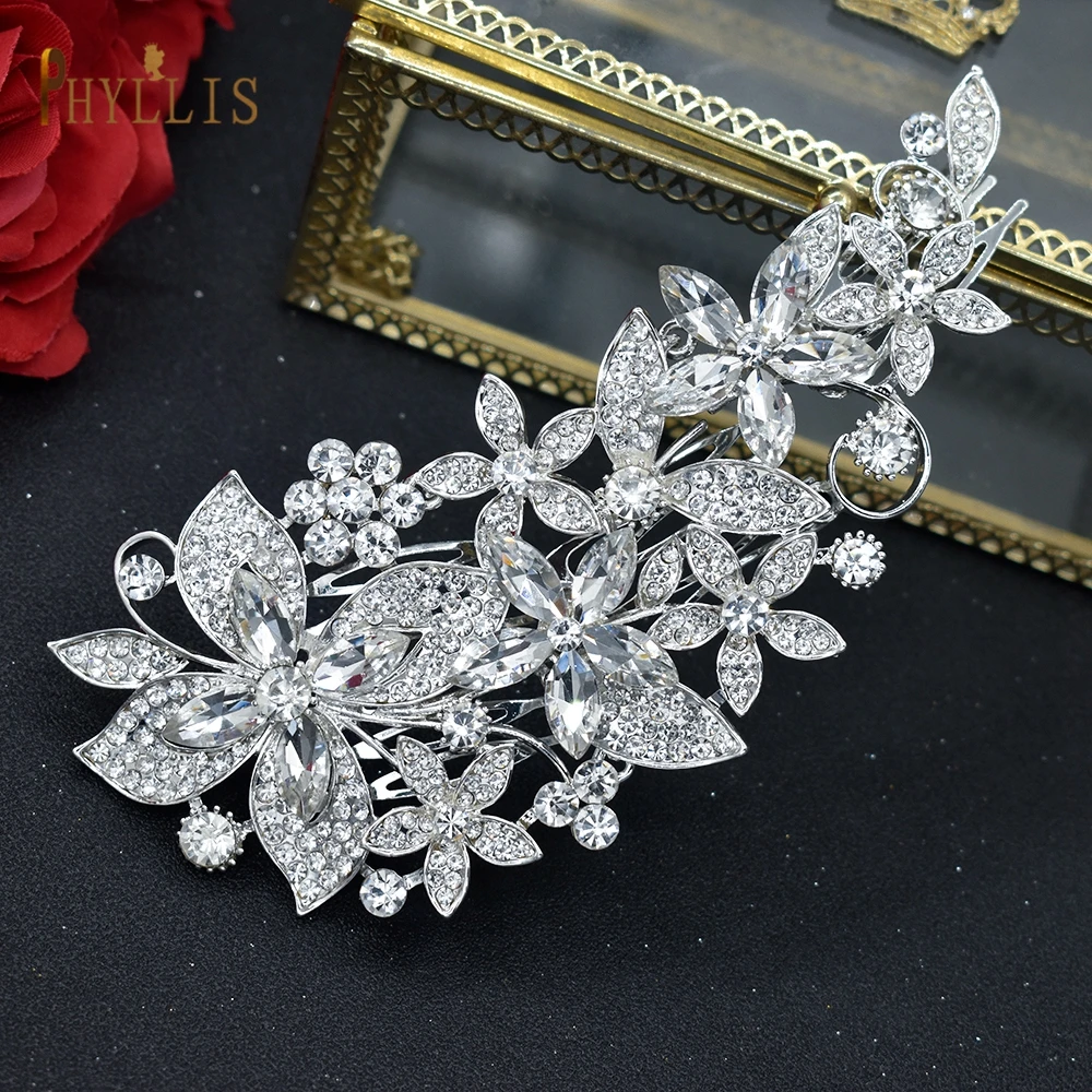 A411 Luxury Leaf Hair Comb Headband Wedding Cheap Headdress Bride Tiaras Alloy Flower Bridal Headpieces for Decoration Headwear