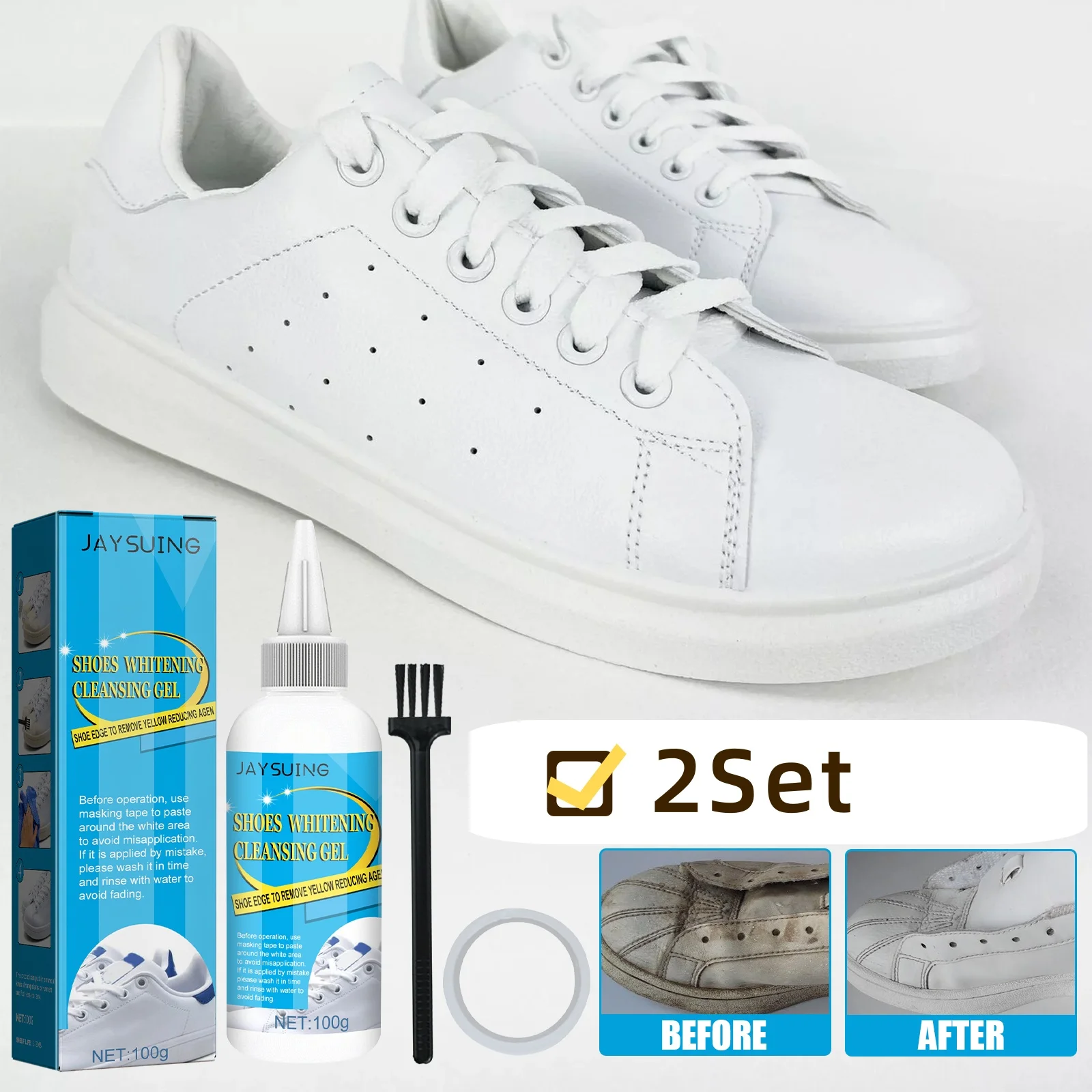 2set Small White Shoe Cleaner Stain Remover Shoe Cleaner Brightener Free Shoe Side Stain Remover Brightening Magic Cleaner