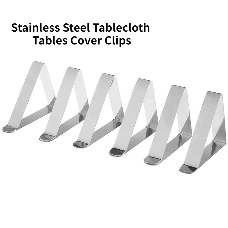 

4pcs Home Stainless Steel Tablecloth Tables Cover Clips Holder Clamps Party Tool Stainless Steel Table Cloth Clip Triangle