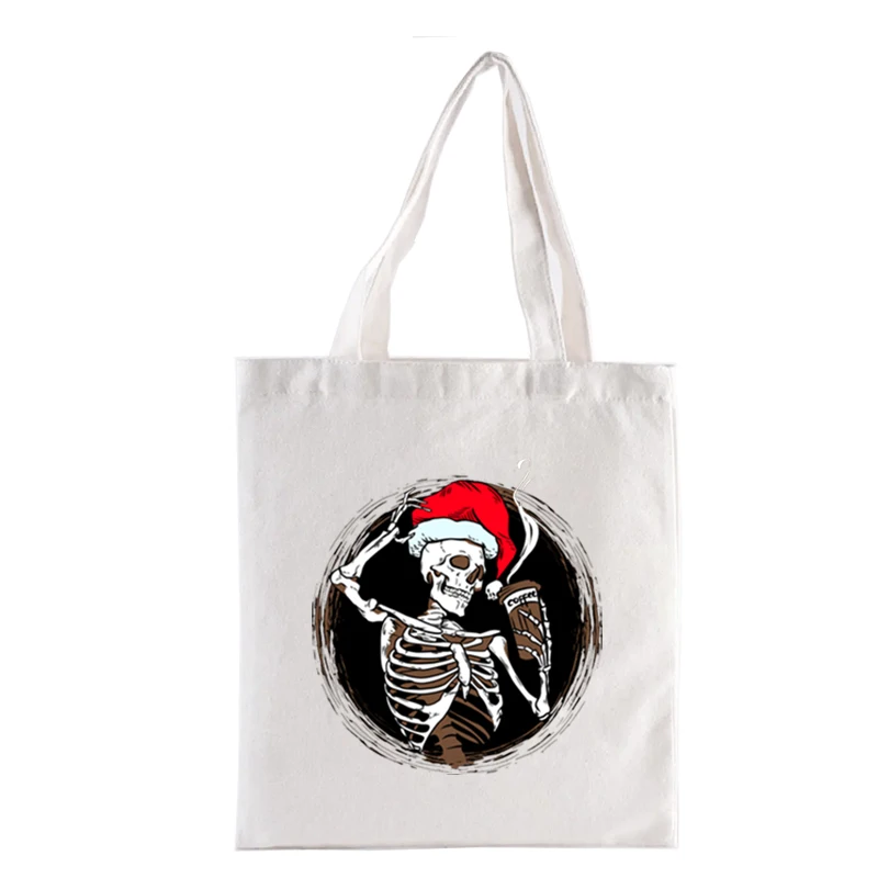 Creepy Christmas Graphic Shopping Bags Funny Tote Bag Handbags Women\'s Handbag Shopper Casual Totes Totebag Fashion Eco Canvas