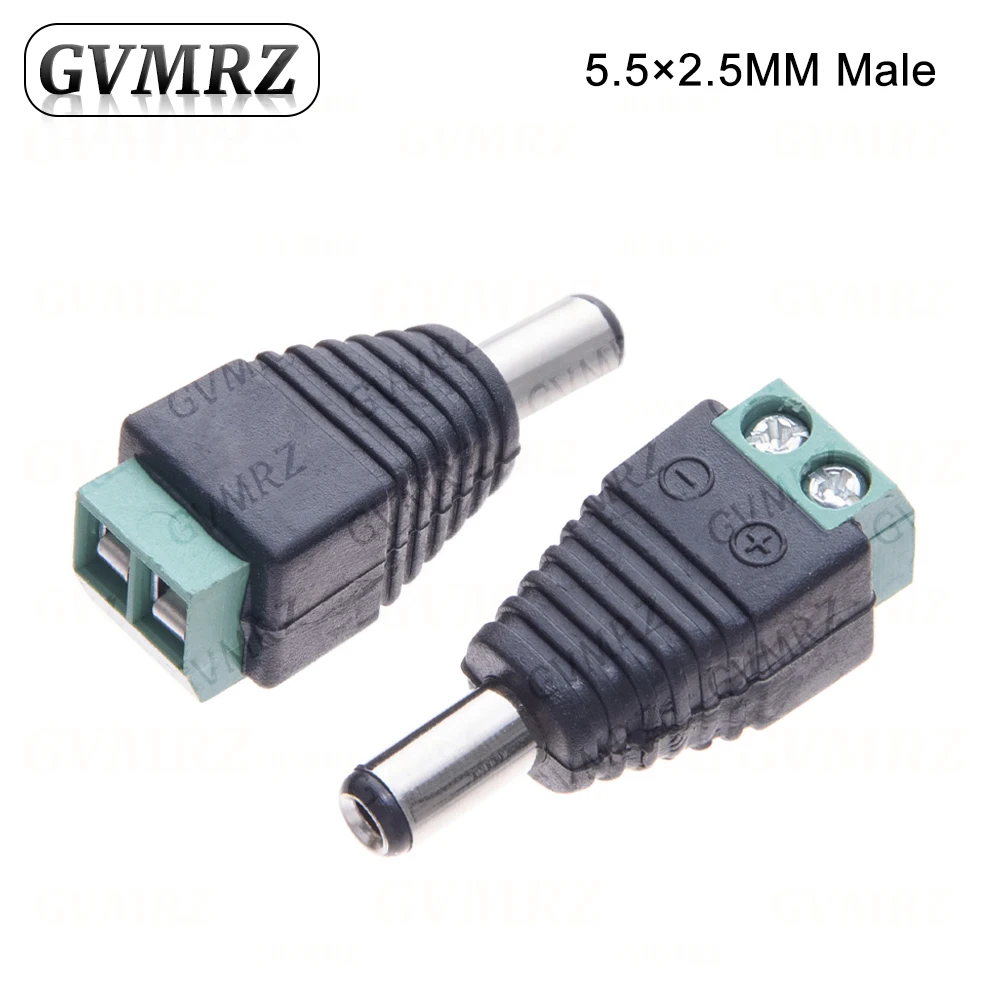 10PCS male and female DC Power plug 5.5 x 2.1MM 5.5*2.5MM 12V 24V Jack Adapter Connector Plug CCTV 5.5x2.1 2.5 view 2