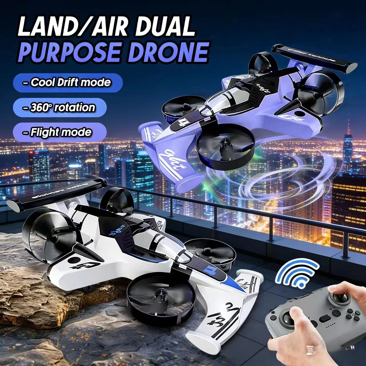 

Мини-фонающий автомобильный дрон-амфибия 2 в 1, двухрежимный 4-осевой 2,4G, профессиональный гоночный радиоуправляемый автомобиль, детская игрушка для бездорожья