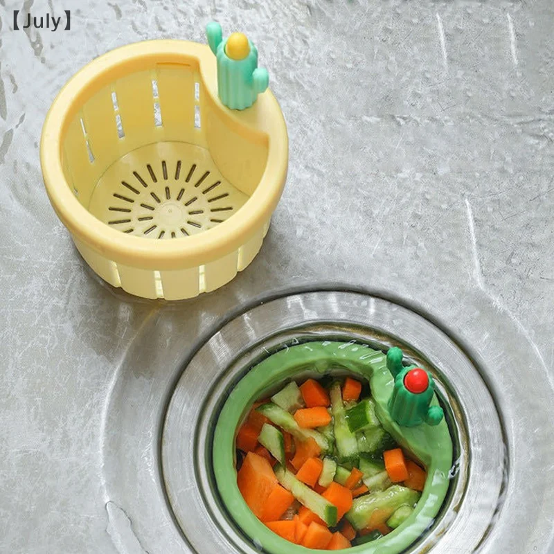 Colador de drenaje para fregadero de cocina de Cactus único, prensa, cesta de volcado automático, uso doméstico, filtro de escurridor de fregadero de Cactus