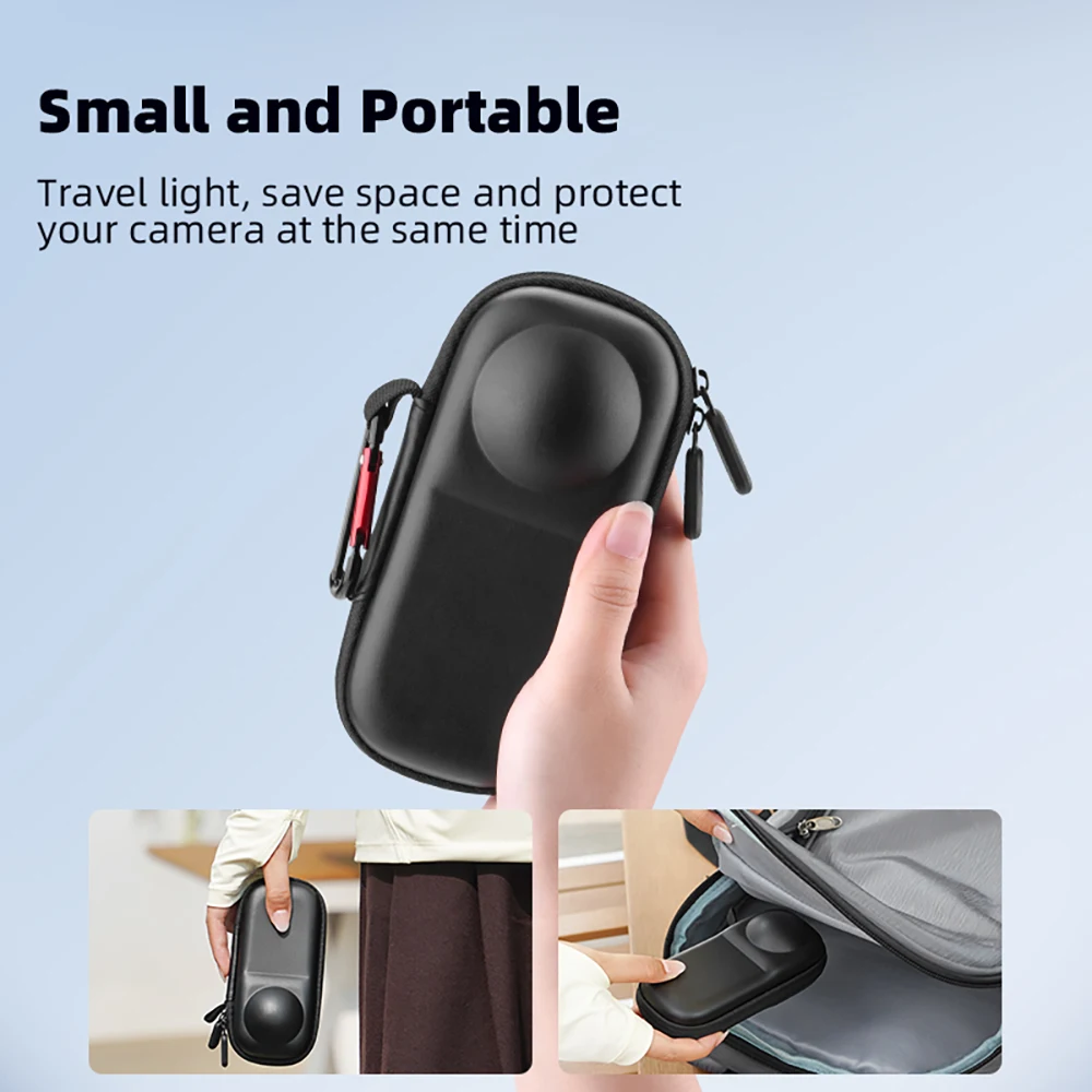 BRDRC tas penyimpanan Mini untuk Insta360 X4 kamera PU/nilon portabel tas cangkang pelindung Aksesori Fotografi luar ruangan