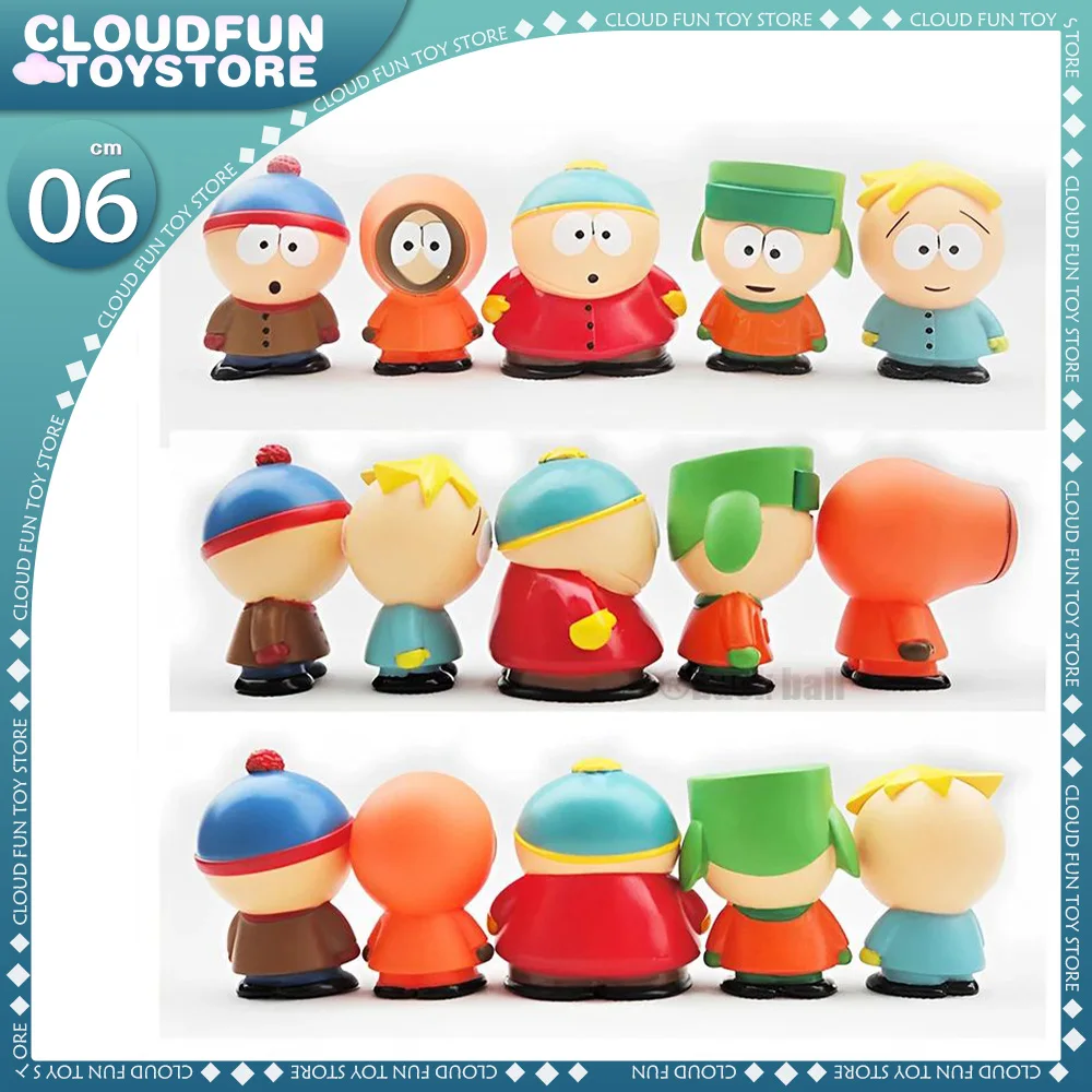 South North Park Mini Figures Southpark Anime Figure Pvc Kawaii Cute Room Tabletop 5pcs Model Collectble Doll Toy New Year Gifts